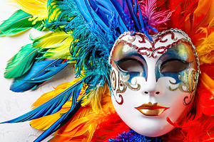 very beautiful masqurate mask, with, a Photo by LOGOCREATIVE
