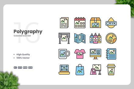 Polygraphy Colored Icons, an Icon by Upnowgraphic