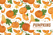 Pumpkins, autumn seamless patterns, a Pattern Graphic by Good Studio (Thumbnail 1 of 9)