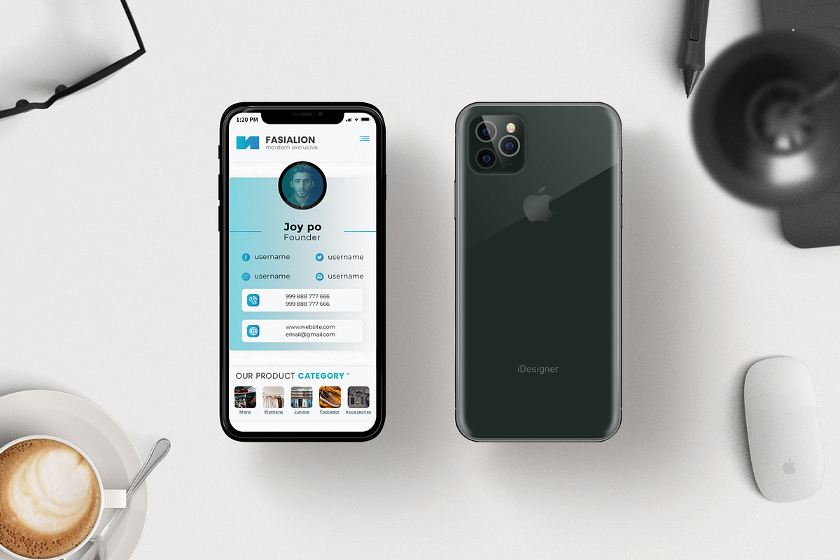 iPhone Business Card (Fashion), a Business Card Template by TheFeture