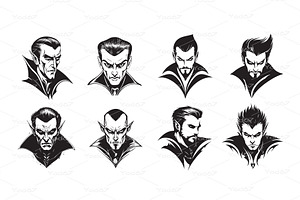 Set of dramatic vampire portraits., a Person Illustration by yod67