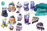 Watercolor Blueberries Clipart, a Food Illustration by Verdigris Studios (Thumbnail 3 of 3)