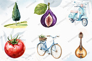 Watercolor Tuscan Clipart Italian, an Illustration by designcity5 (Thumbnail 3 of 5)