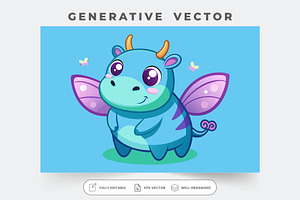 A cute hippo butterfly character wit, a Graphic by Iftikhar Alam