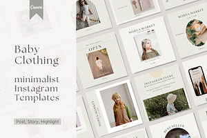 Baby Clothing Instagram Templates, a Social Media Template by NoheaDesignShop