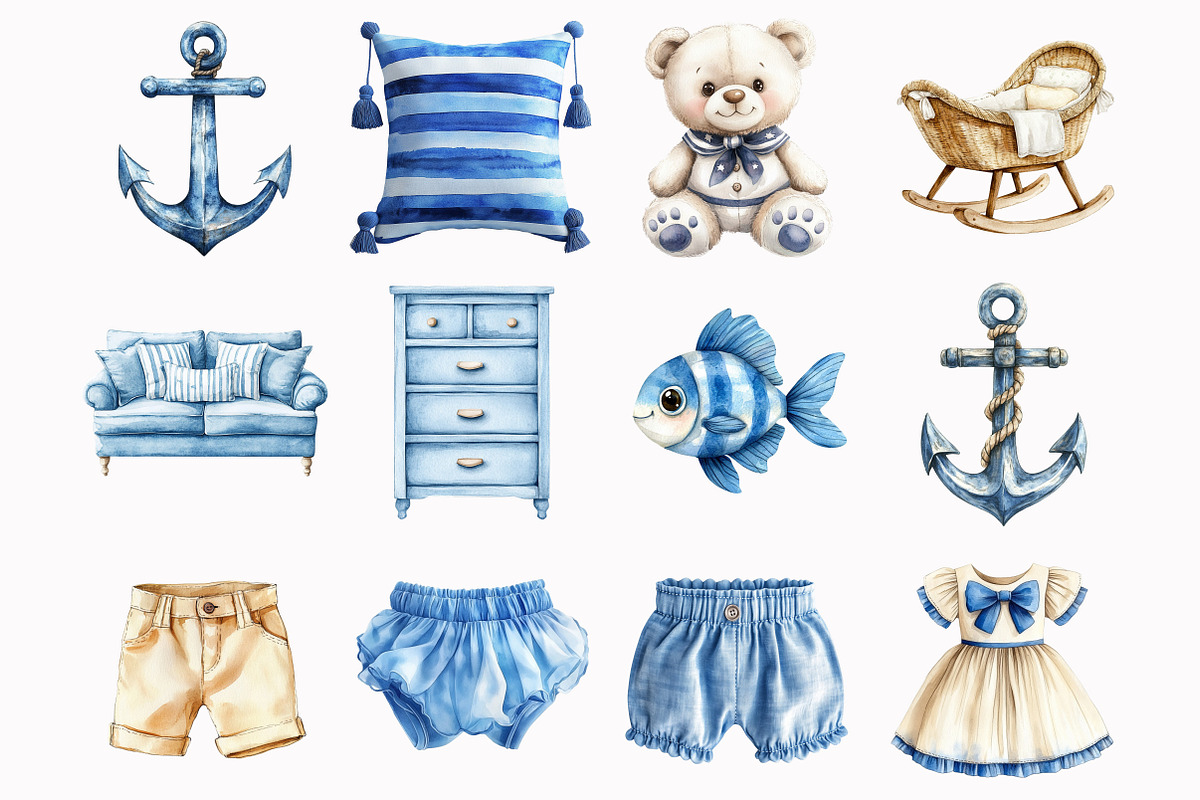 Coastal Baby Nursery Clipart, an Illustration by Design Market (Photo 4 of 7)