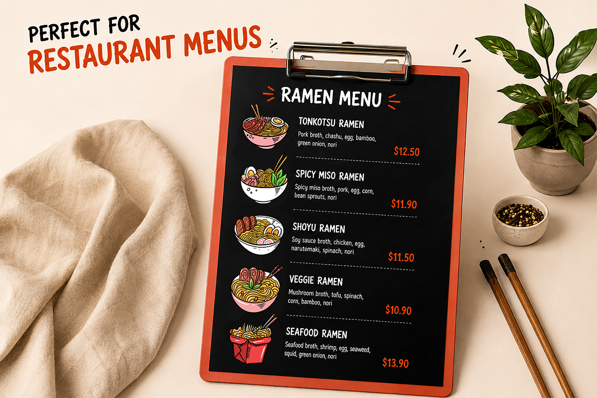 Ramen & Noodle Doodles Clipart, a Food Illustration by Oktyabr (Photo 4 of 5)