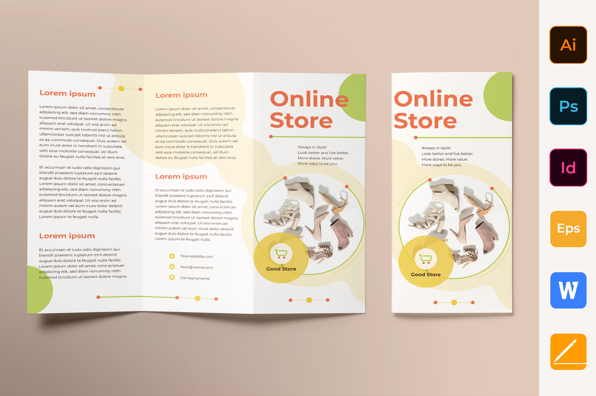 Online Store Brochure Trifold by Templatesnow  Creative Market