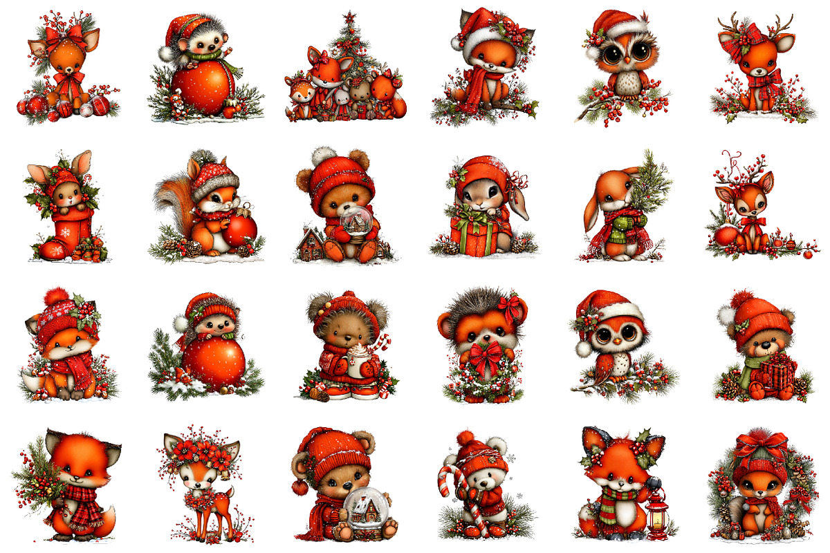 Whimsical Christmas Woodland Friends, a Seasonal Illustration by designcity5 (Photo 2 of 5)