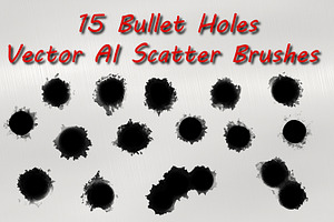 15 Bullet Holes Illustrator Brushes