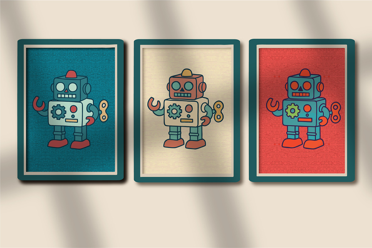 Retro Toy Robots Clipart & Posters, an Object Graphic by Blynn Pippen (Photo 14 of 23)