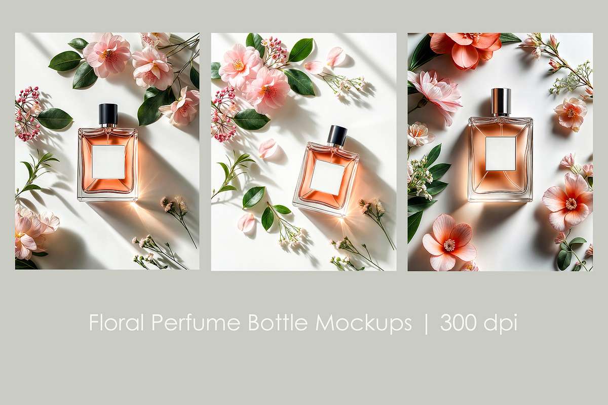Floral Perfume Bottle Mockups, a Healthcare Illustration by StockVerse Creative (Photo 1 of 4)