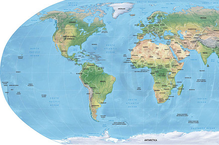 Vector map of world relief robinson