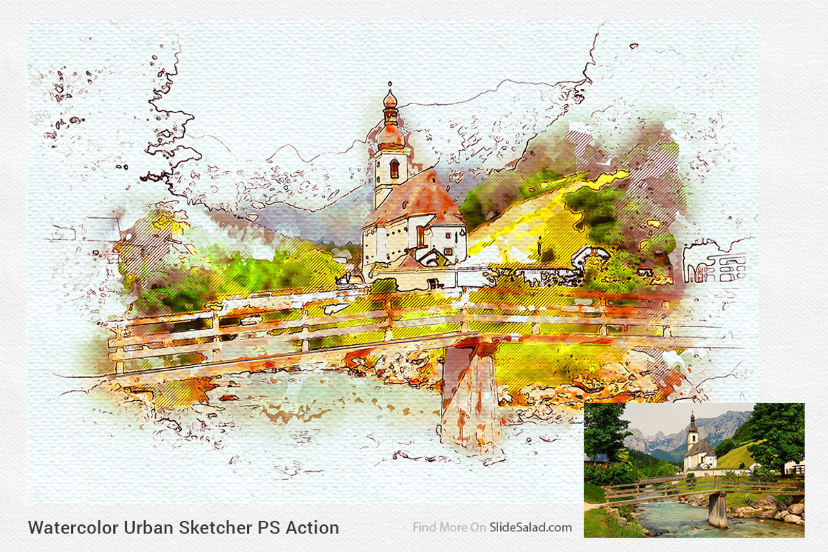 Watercolor Urban Sketcher PS Action, an Action Add-On by SlideSalad (Photo 11 of 21)