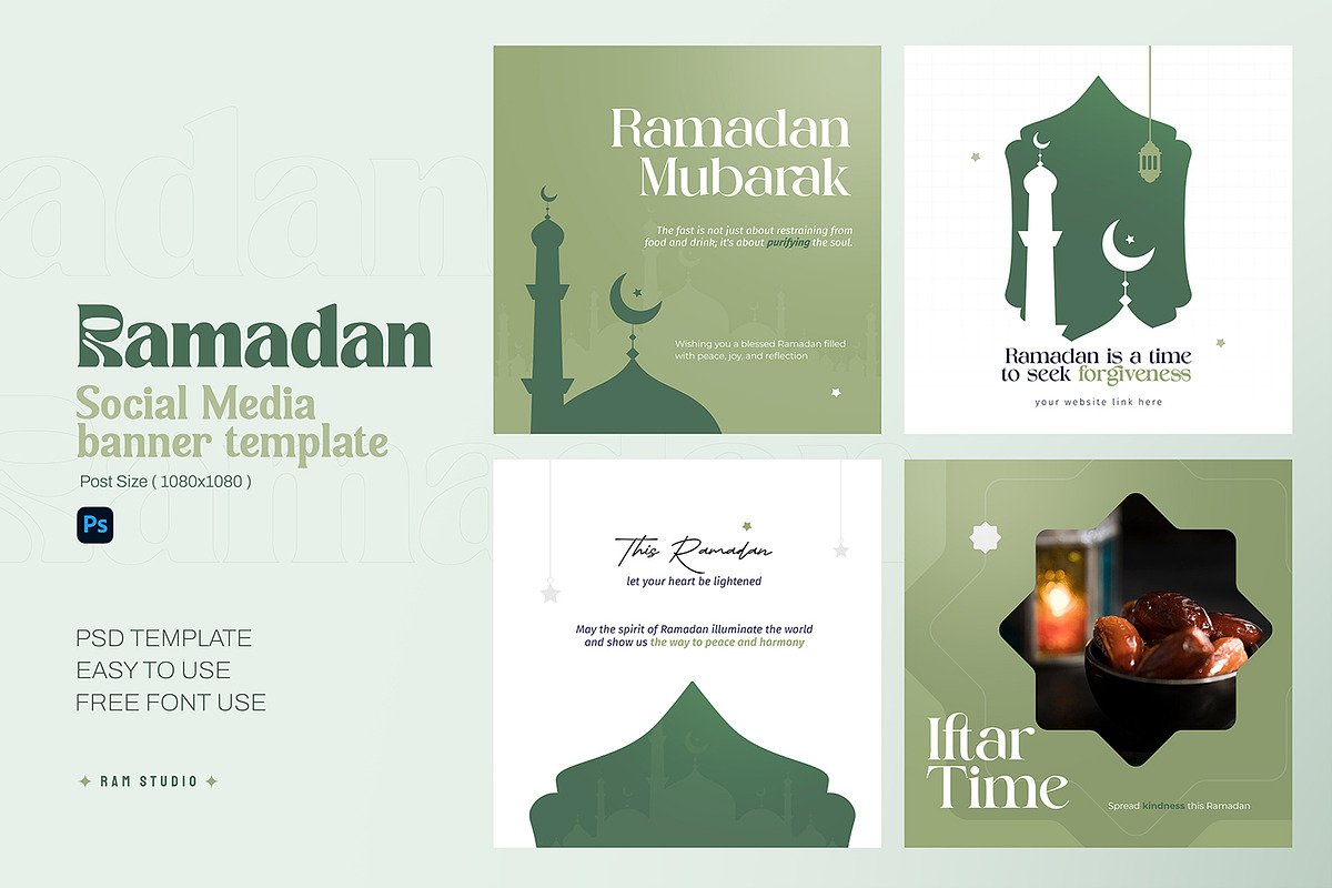 Ramadan Mubarak Instagram Banner, a Social Media Template by Ram Studio LLC (Photo 1 of 3)