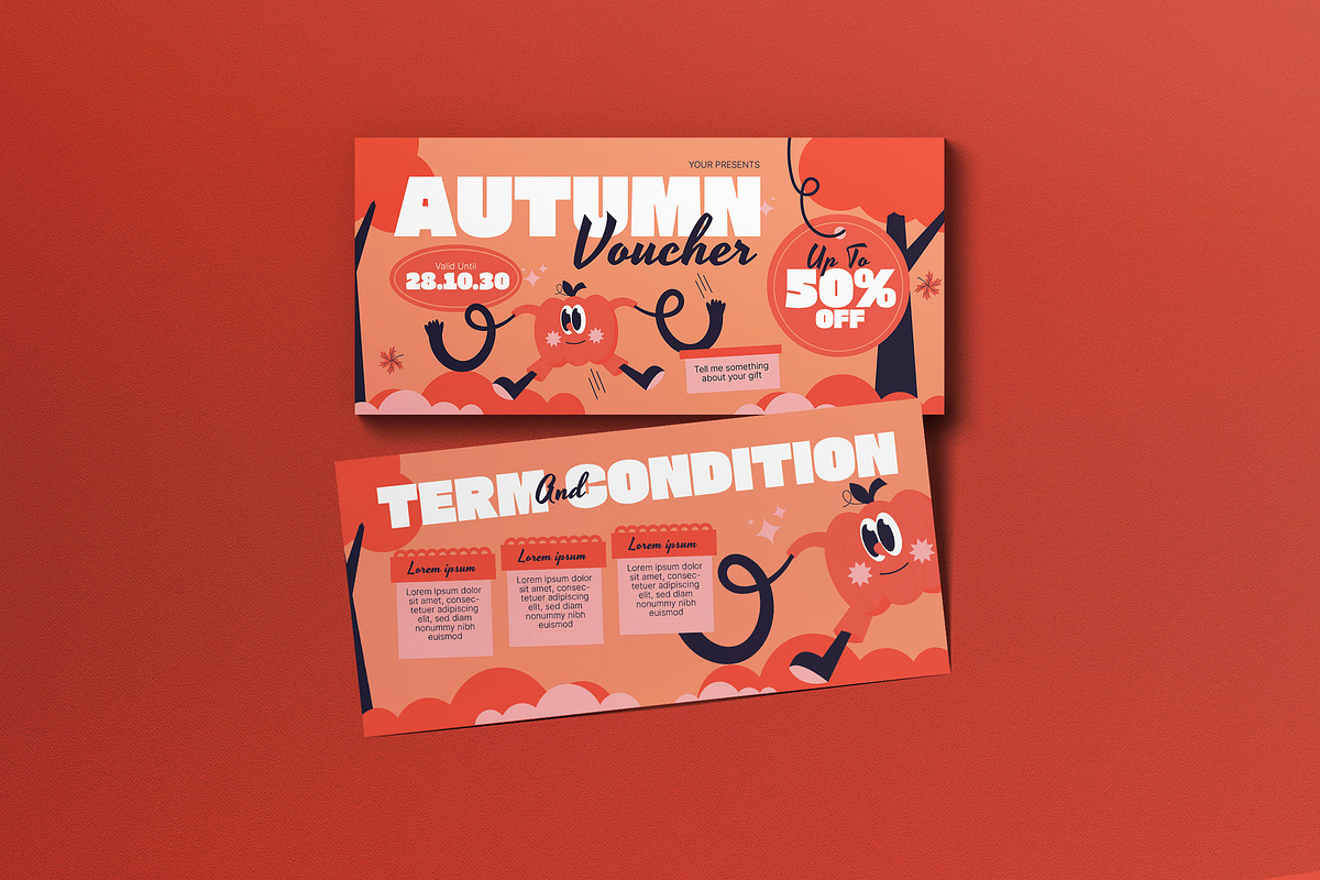 Cream Quirky Autumn Sale Voucher, a Card Template by graphicook (Photo 1 of 3)