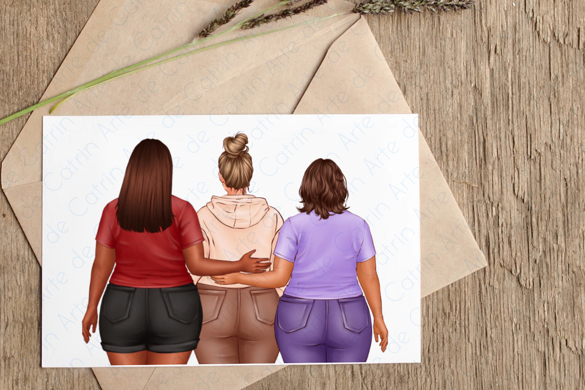 Best Friends Clipart, Plus Size Girl, a Person Illustration by ArtedeCatrin (Photo 9 of 10)
