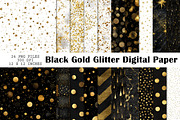 Black Gold Glitter Digital Paper, a Pattern Graphic by CreationArt (Thumbnail 1 of 5)
