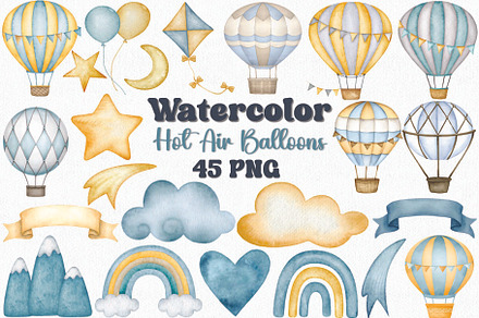 Watercolor Hot Air Balloon Clipart