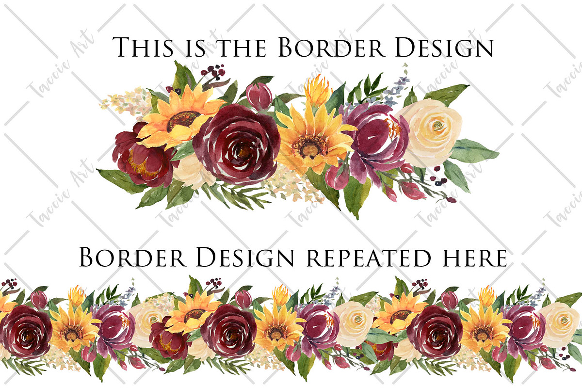 Sunflowers and Burgundy Flowers, an Illustration by Graphic Blue Bird (Photo 11 of 11)