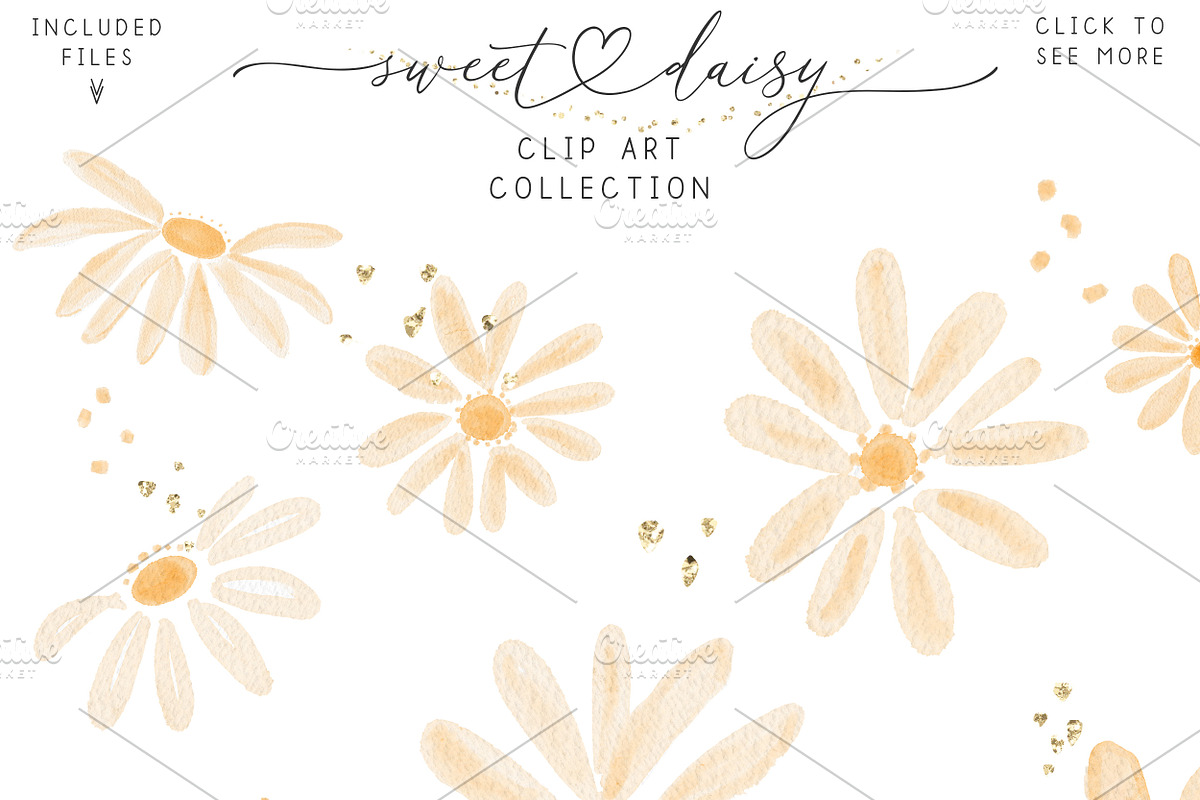 Watercolor Daisy Clipart Floral Card, a Decorative Illustration by Essem Creatives (Photo 4 of 5)