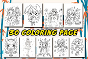 30 Japan Girl Coloring Page, an Education Illustration by Eka Design (Thumbnail 2 of 5)