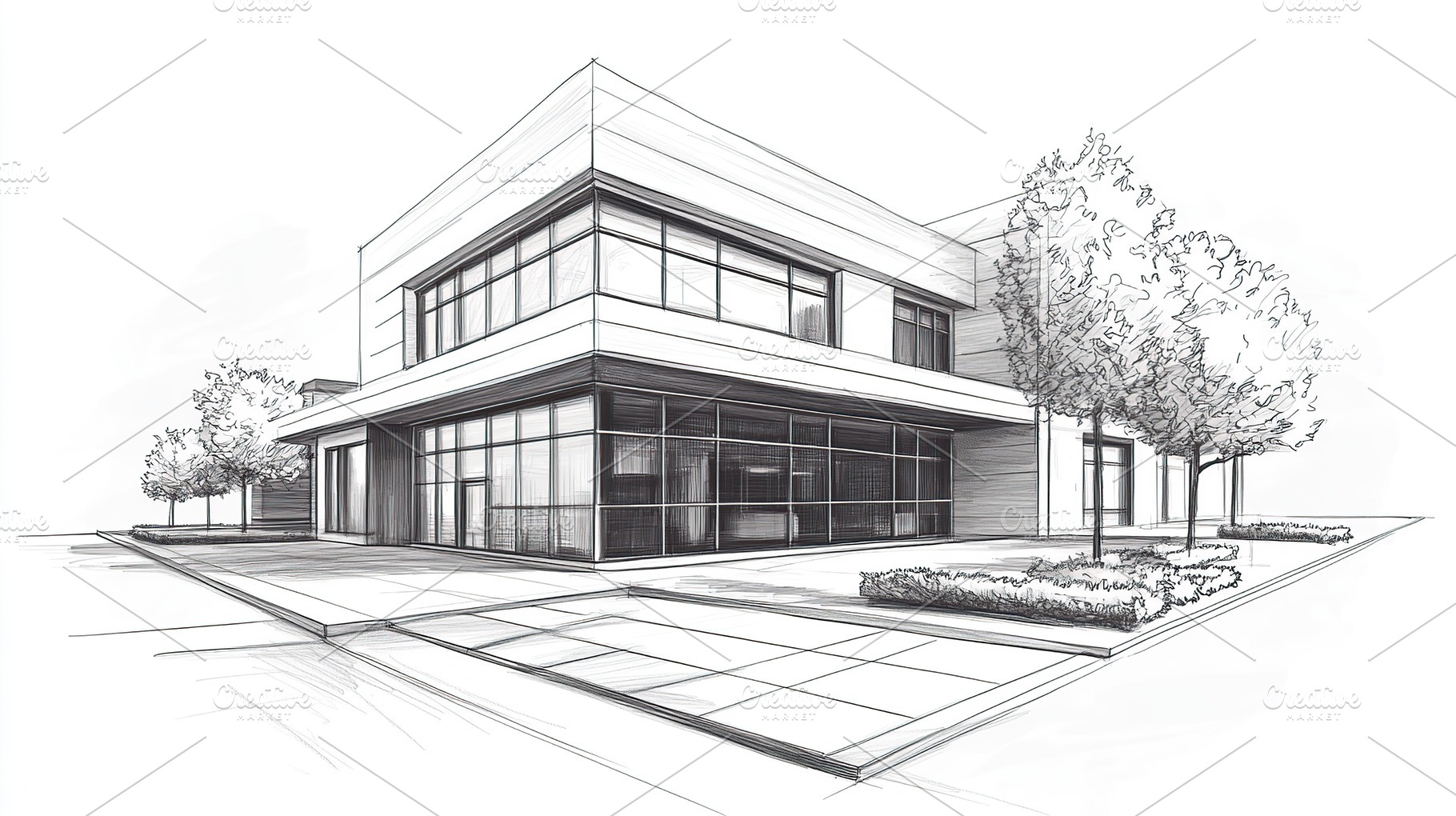 Business office building drawing by pencil, a Photo by AlyaAnd