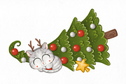 Christmas cat, an Animal Illustration by designs.svkl (Thumbnail 4 of 4)