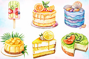 Watercolor Summer Cake Clipart PNG, a Seasonal Illustration by Canvas Craft (Thumbnail 2 of 4)
