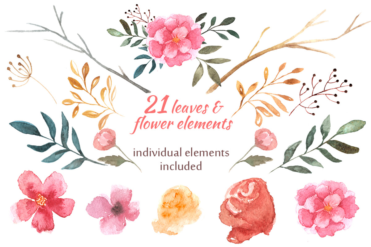 Floral Autumn. Watercolor collection, an Object Graphic by SaharaArt (Photo 2 of 7)