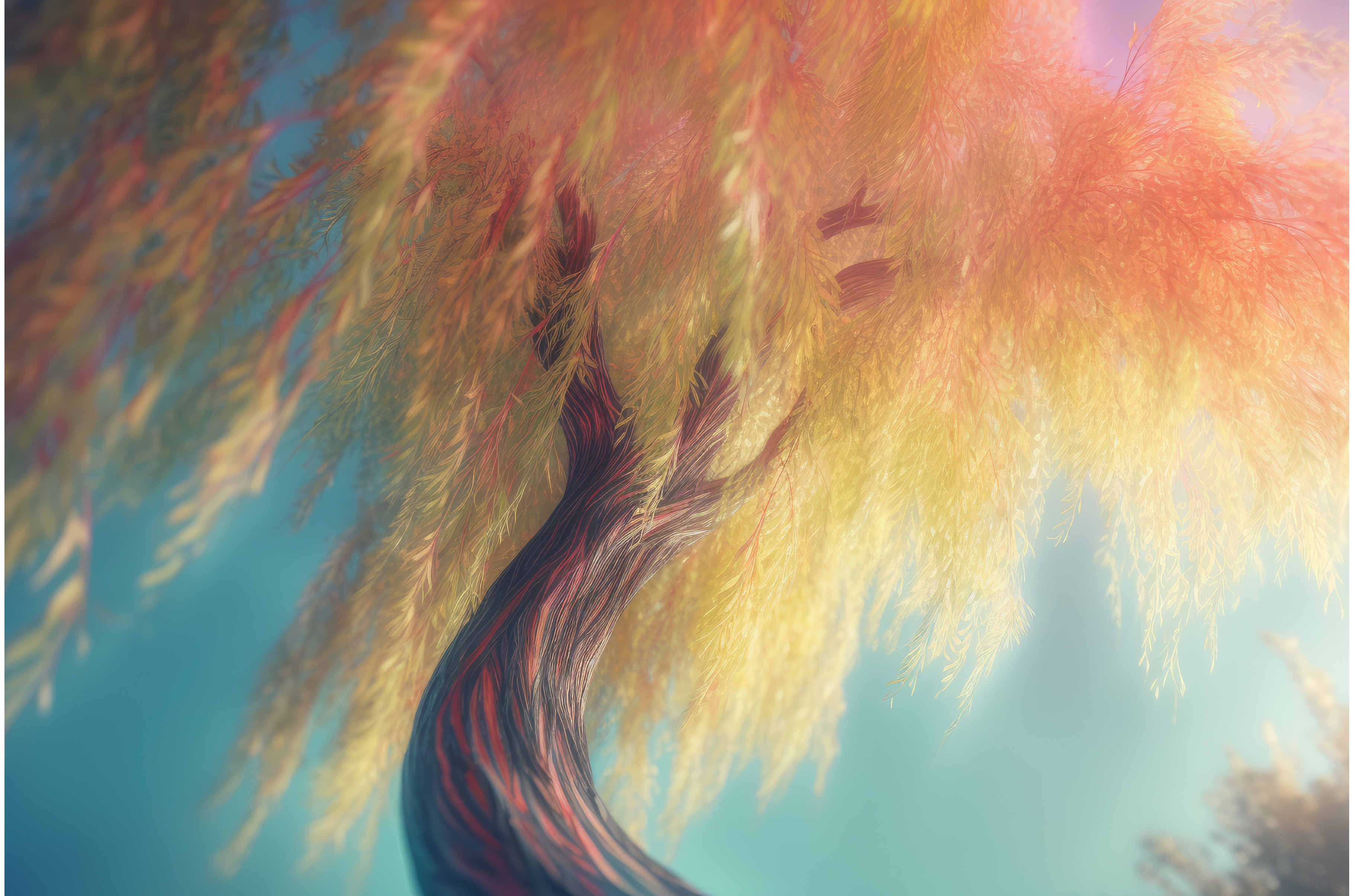 Willow tree wind. Generate Ai, an Illustration by Ylivdesign