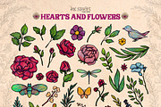 Hearts and Flowers Boho Vintage Set, a Decorative Illustration by Ink Stories (Thumbnail 2 of 24)