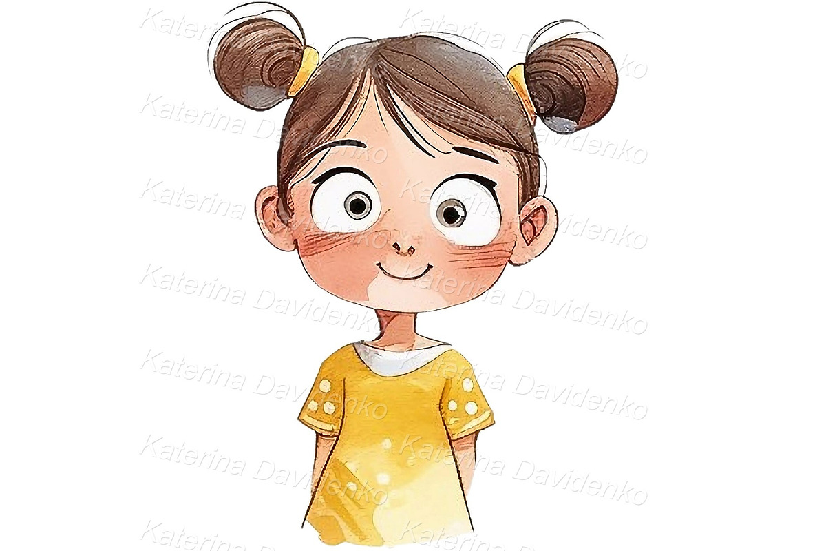 Kid girl emotions clipart set, a Person Illustration by Bubert Art (Photo 7 of 9)
