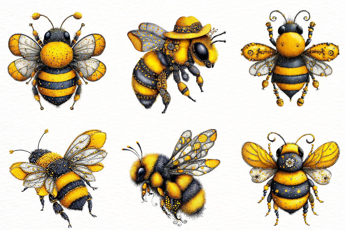 Whimsical Summer Bee clipart, an Illustration by Designworld (Photo 3 of 8)