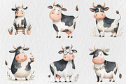 Watercolor Funny Cow Clipart, a Seasonal Illustration by Rose Art (Thumbnail 3 of 7)