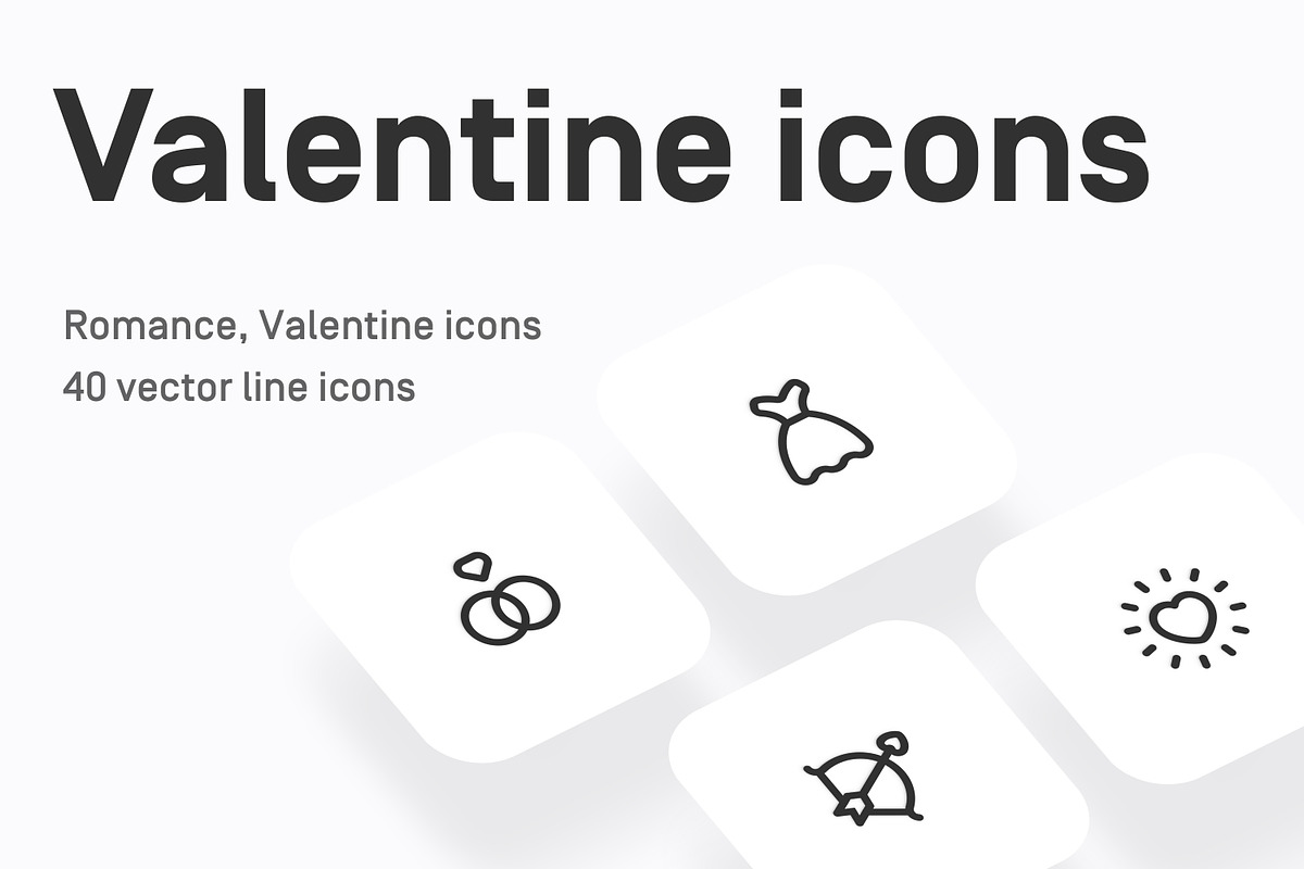Valentine’s Day vector line icons, an Outline Icon by Myicons (Photo 1 of 3)