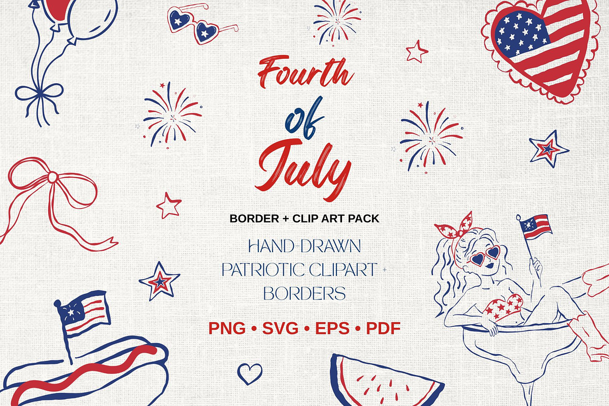 Fourth of July Clipart Bundle, a Seasonal Illustration by Fins and Fiction (Photo 1 of 9)