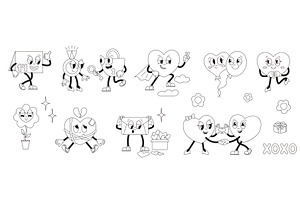 Line valentines day groovy retro, an Illustration by Valerie Bodnar