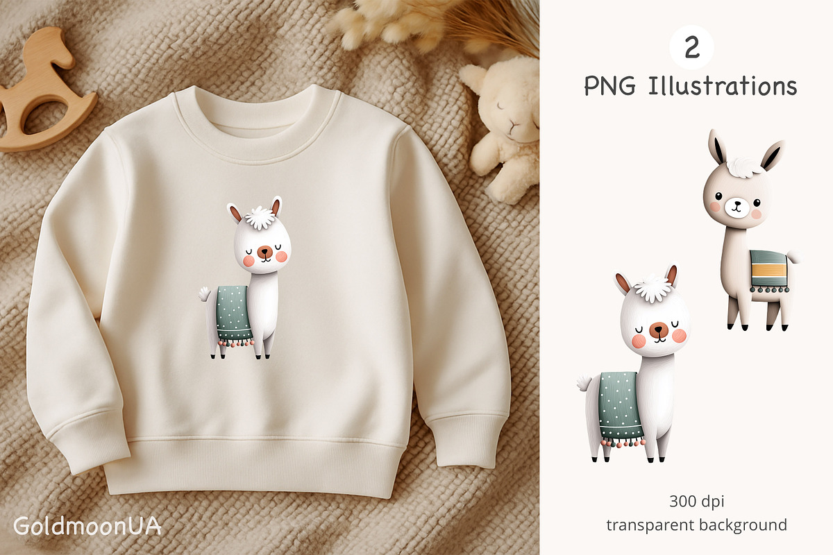 Little llama Patterns & Clipart, an Animal Illustration by GoldmoonUA (Photo 3 of 5)