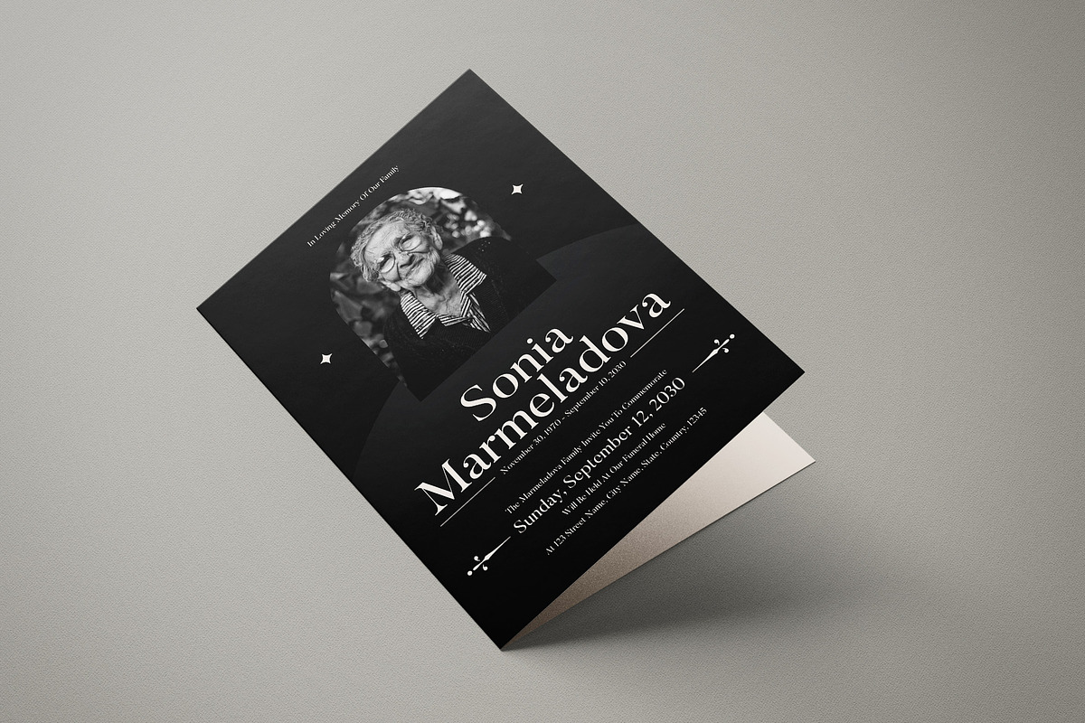 Monochrome Gothic Minimalist Funeral, a Card Template by graphicook (Photo 1 of 3)