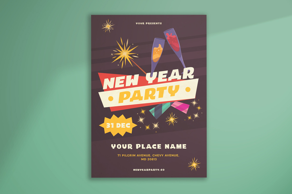 New Year Party Flyer, a Flyer Template by KMZVR.Lab (Photo 1 of 4)