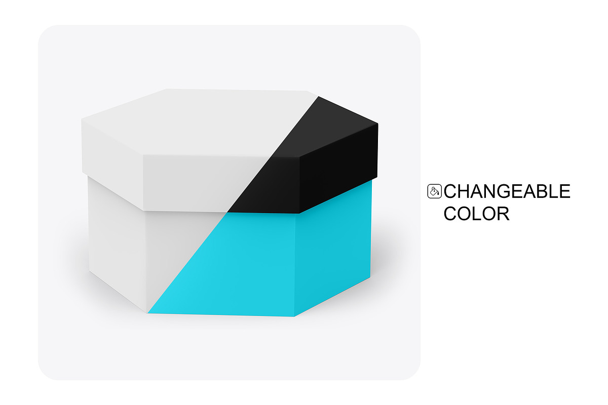 Glossy Hexagon Gift Box Mockup, a Packaging Mockup by Mockups Planet (Photo 3 of 6)