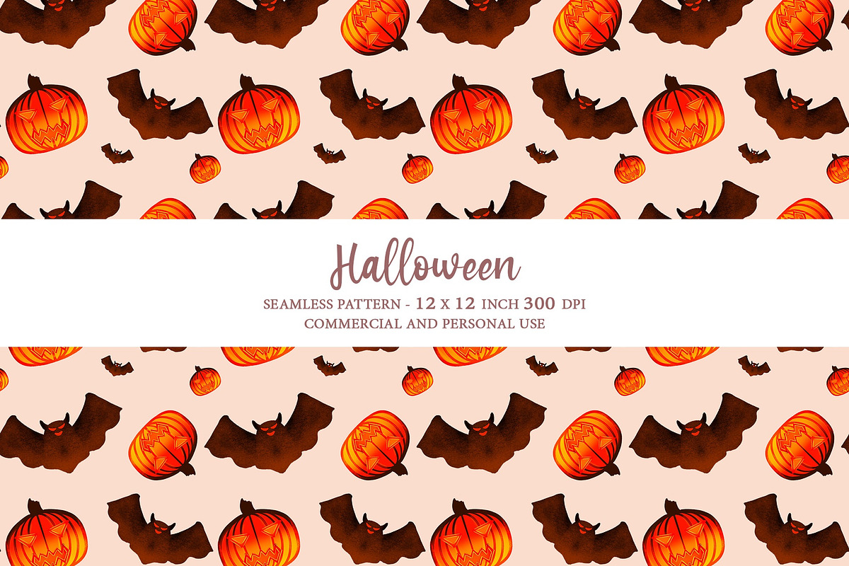 Pumpkin Bat Seamless Pattern, a Pattern Graphic by tchastudio (Photo 1 of 7)