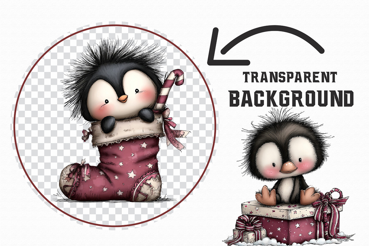 Whimsical Penguin Christmas Clipart, an Illustration by Libby Wishes (Photo 6 of 7)