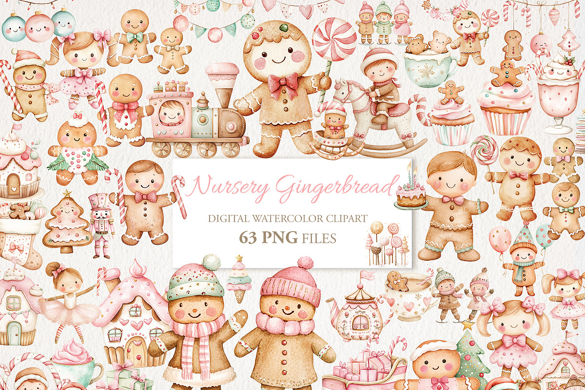 Nursery Gingerbread Clipart 63 PNG, a Seasonal Illustration by EleSArtDesign (Photo 1 of 4)