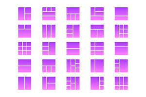 50 Layout Glyph Gradient Icon Set