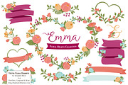 Bohemian Floral Heart Wreath Vectors, an Illustration by Amanda Ilkov (Thumbnail 1 of 5)