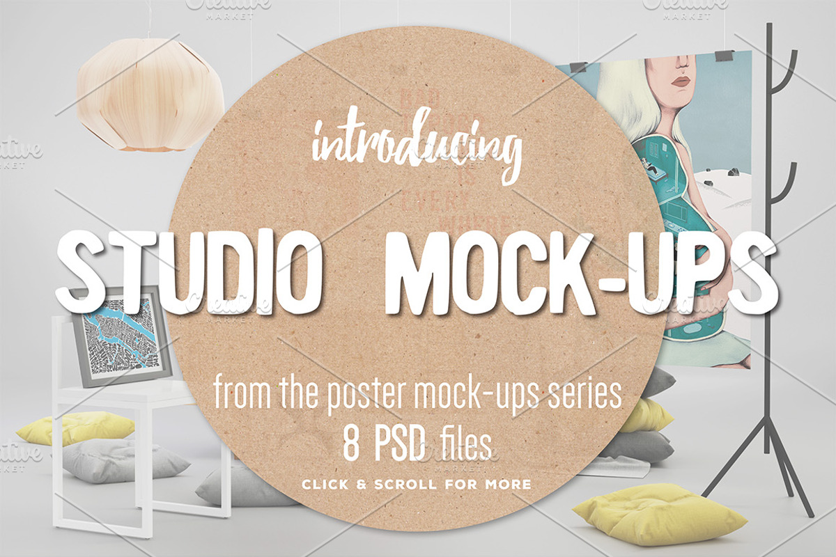 8 Studio Poster Mock-ups, a Product Mockup by Northern Kraft (Photo 1 of 5)