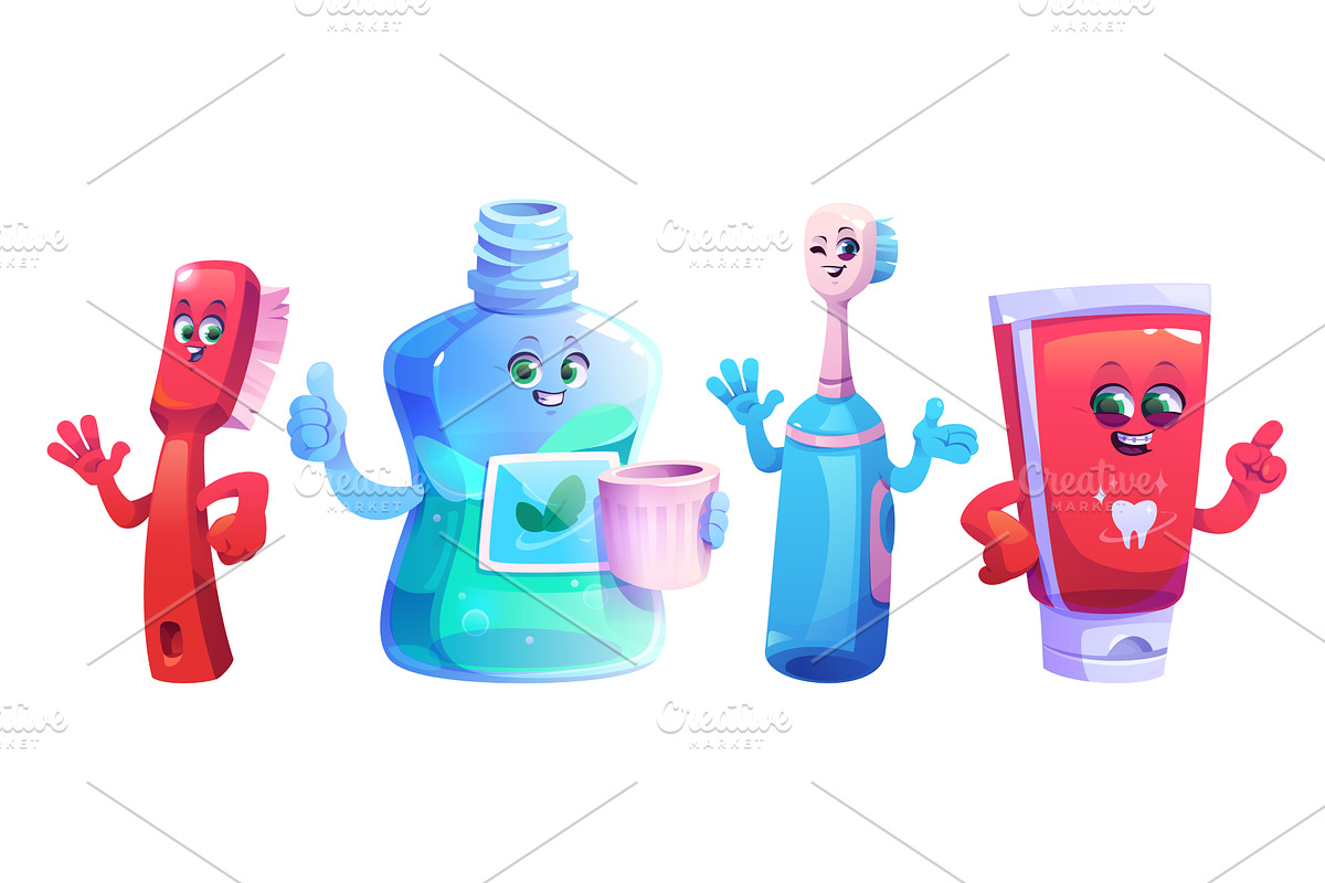 Dental hygiene kid characters set, an Object Illustration by art PVP - market