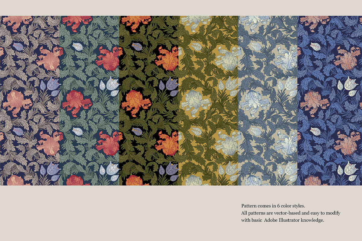 William Morris Style Pattern&Element, a Pattern Graphic by Varvara Gorbash (Photo 5 of 10)